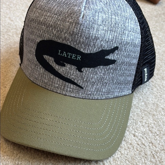 New Prana Gray Olive Trucker Hat with See you Later Alligator Design - Picture 1 of 4